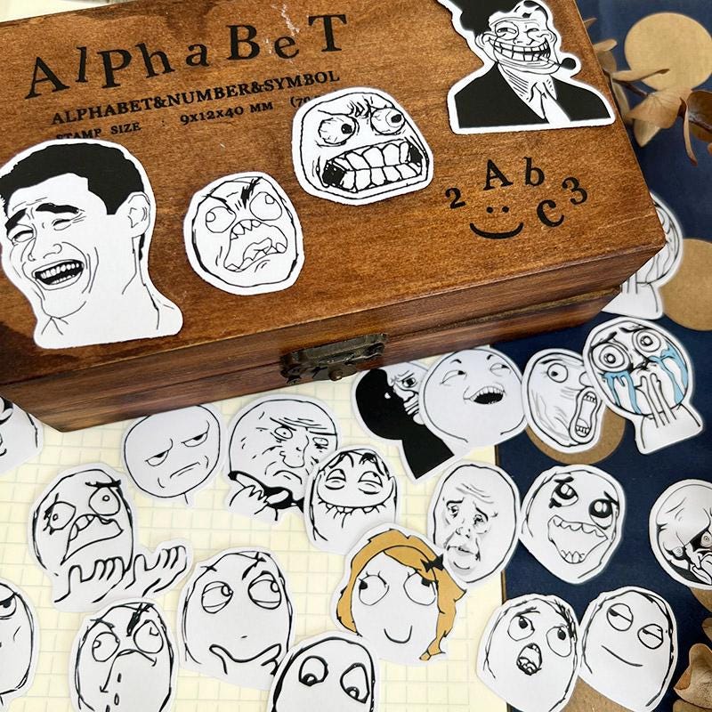 Funny Meme Stickers Pack – Cartoon Reaction Stickers for Planner, Journal, Scrapbook & Laptop