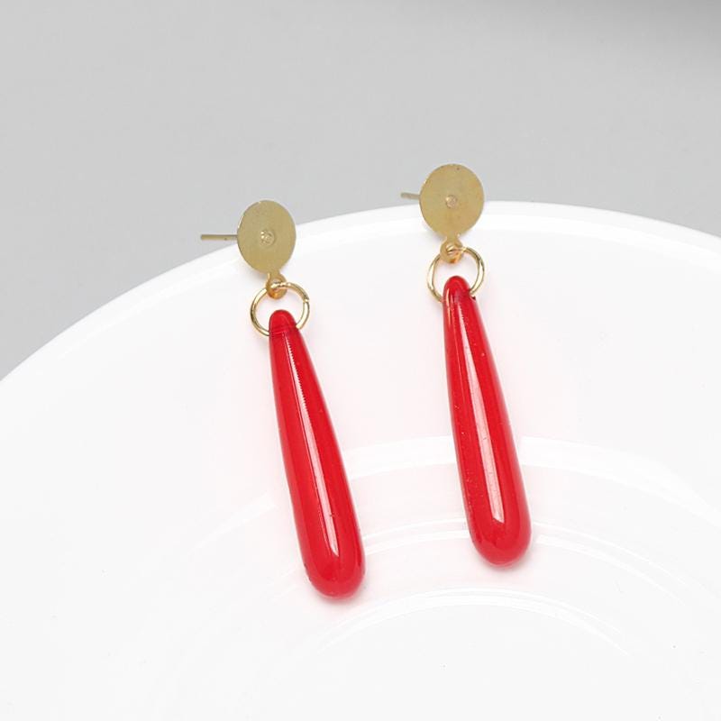Frieren Red Teardrop Earrings, Elf Resin Drop Dangle, Anime Cosplay Jewelry Gift