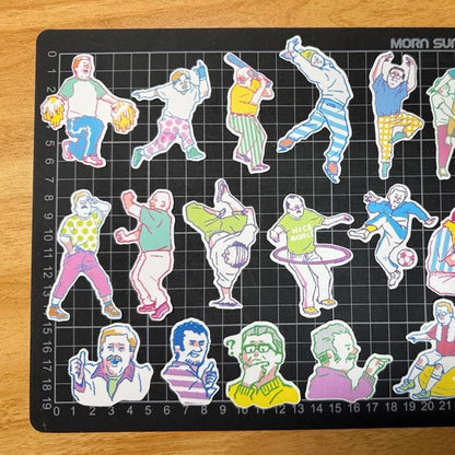 Funny Active Dad Stickers | Retro Sports & Yoga Poses, Planner Decoration