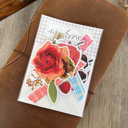 Retro Floral Food Cat Stickers, Planner Journal Scrapbook Craft Supplies
