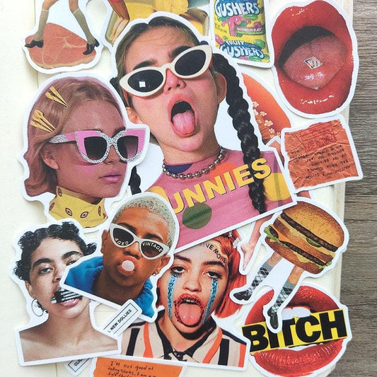 Y2K Quirky Stickers Pack Funny Faces Food Lips Sunglasses Laptop Journal Decals