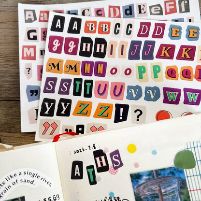 Ransom Letter Alphabet Stickers, Magazine Style Cutout Letters, Scrapbook & Junk Journal Sticker Sheet
