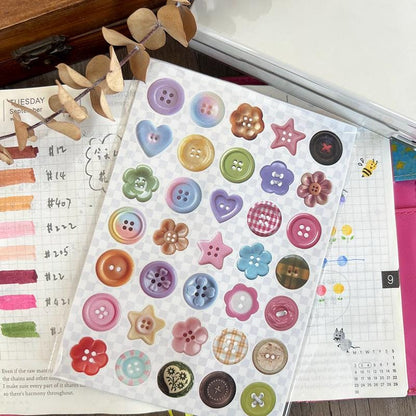 Kawaii Button Bow Pearl Stickers: Pastel Scrapbook Planner Decorations