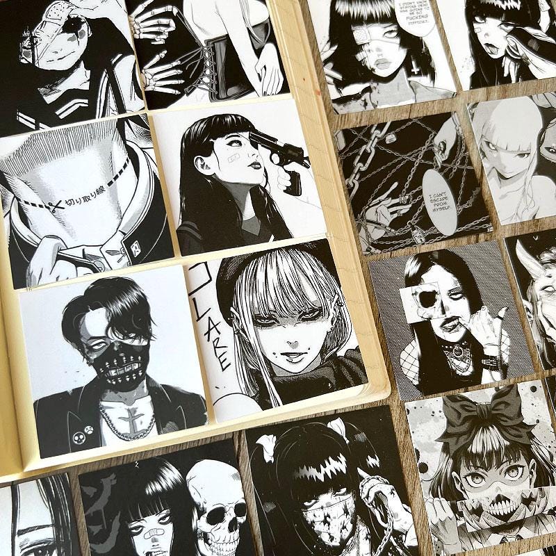 Horror Manga Stickers Pack, Dark Anime Gothic Decals