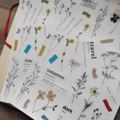 Vintage Transparent Floral Stickers, Clear Botanical Ephemera for Scrapbooking