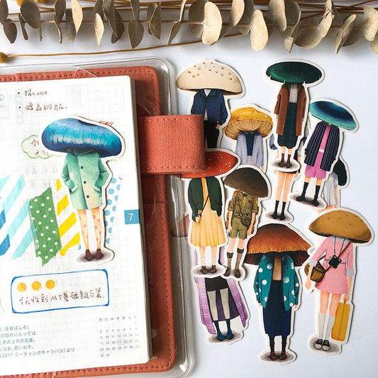 Mushroom Girl Planner Stickers, Scrapbooking Decals for Creative Journaling