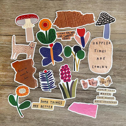 Vintage Floral Stickers for Journal – Collage Scrapbook Stickers with Motivational Phrases