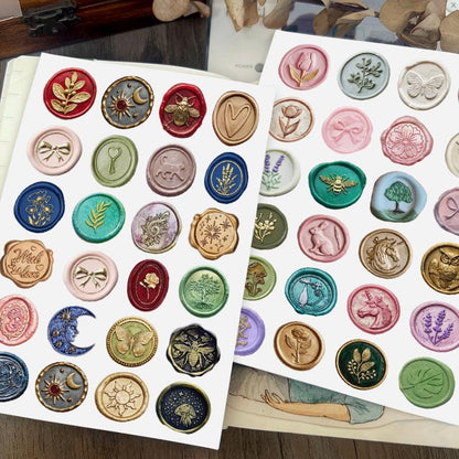 Vintage Faux Seal Stamp Set – Floral & Nature Embellishments