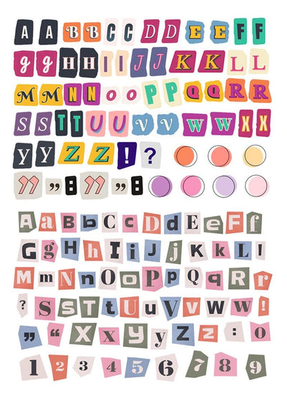 Ransom Letter Alphabet Stickers, Magazine Style Cutout Letters, Scrapbook & Junk Journal Sticker Sheet