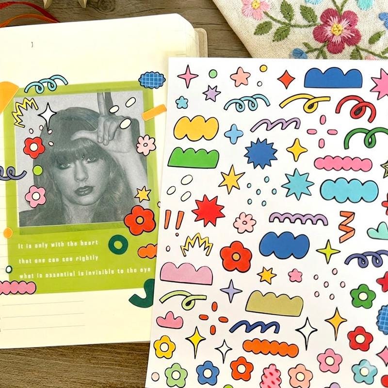 Kawaii Floral Ribbon Sticker: Journaling and Photo Decor Supplies