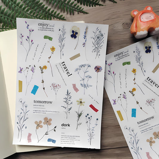 Vintage Transparent Floral Stickers, Clear Botanical Ephemera for Scrapbooking