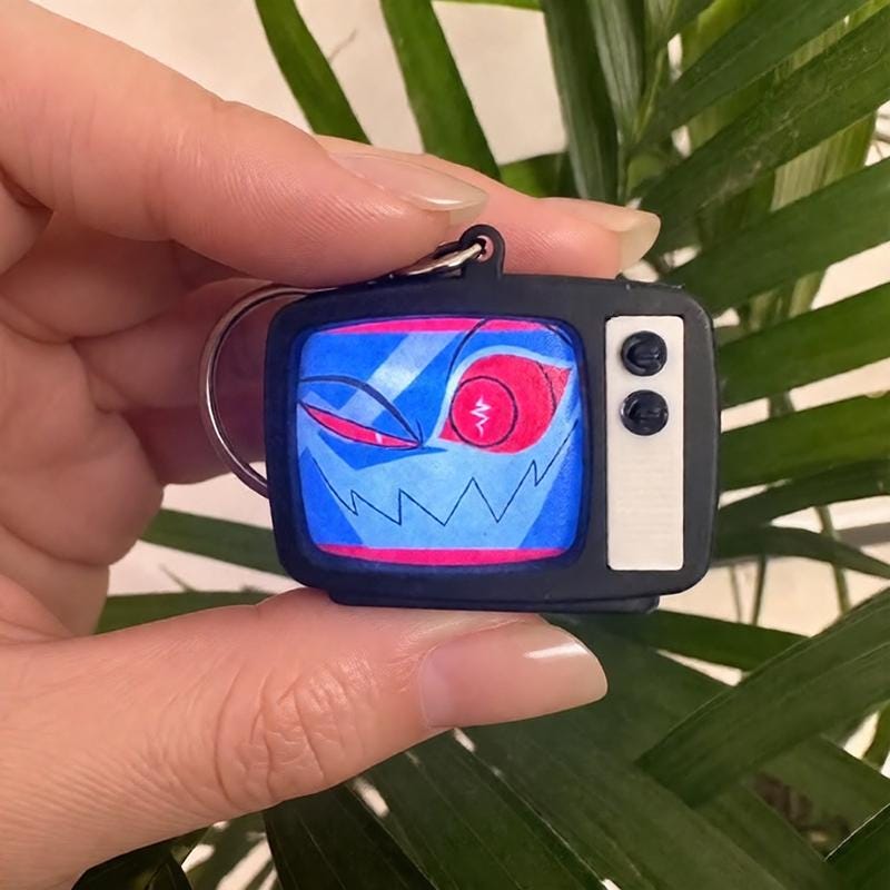 Hazbin Hotel Vox Light-Up & Sound Creative Mini TV Keychain White Noise Only