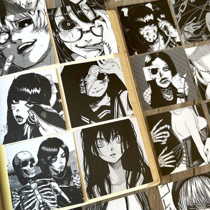 Horror Manga Stickers Pack, Dark Anime Gothic Decals