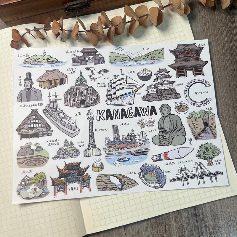 Japan Travel Stickers: Tokyo, Kyoto, Mt. Fuji (Waterproof PVC)