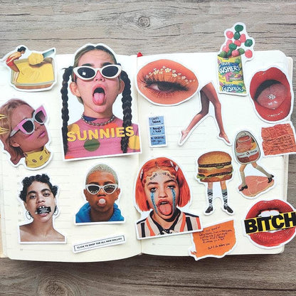 Y2K Quirky Stickers Pack Funny Faces Food Lips Sunglasses Laptop Journal Decals