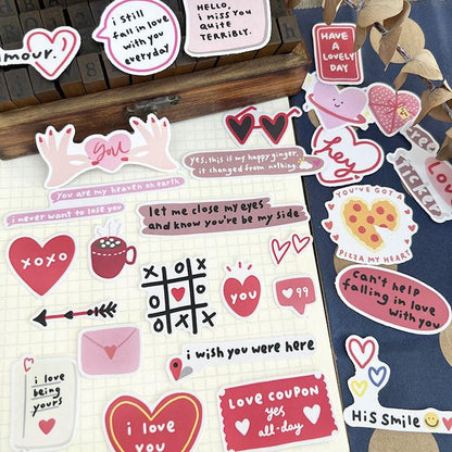 Kawaii Love Message Stickers Pack – Romantic Scrapbook & Planner Decor