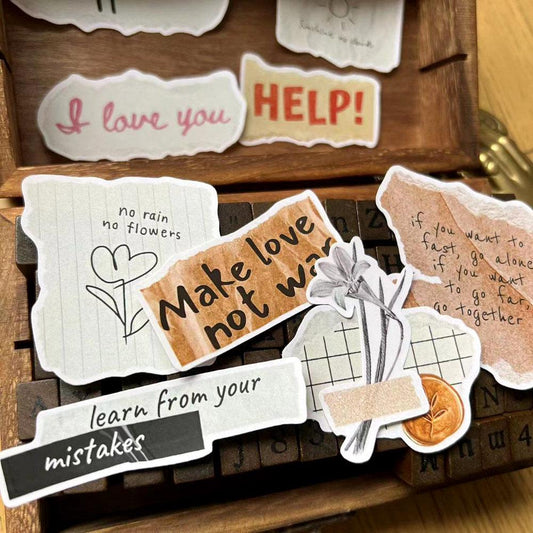 Vintage Quote Stickers, Torn Paper Ephemera for Junk Journal, Retro Scrapbook Supplies