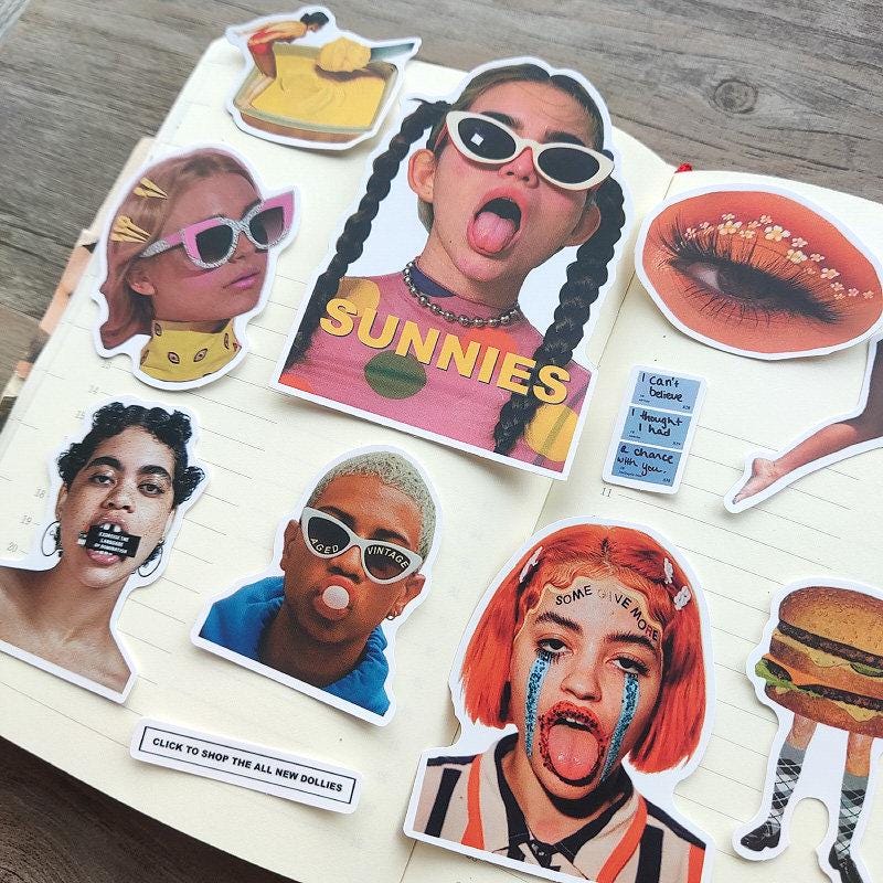 Y2K Quirky Stickers Pack Funny Faces Food Lips Sunglasses Laptop Journal Decals