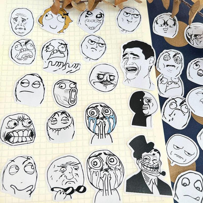 Funny Meme Stickers Pack – Cartoon Reaction Stickers for Planner, Journal, Scrapbook & Laptop