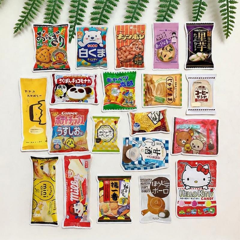 Japanese Kawaii Snack Stickers, Planner Scrapbook Decorative Decals