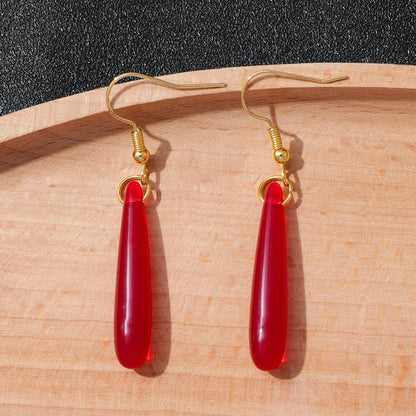 Frieren Red Teardrop Earrings, Elf Resin Drop Dangle, Anime Cosplay Jewelry Gift