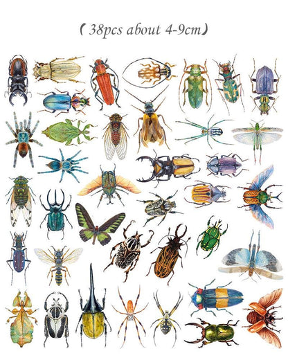 Insect Stickers, Beetle, Spider, Scrapbook Planner Decoration (38 pieces)