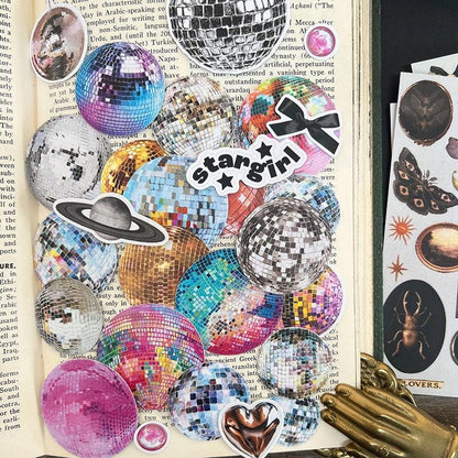 Retro Disco Ball Sticker Pack – Holographic Party Stickers for Journal, Scrapbook, Laptop