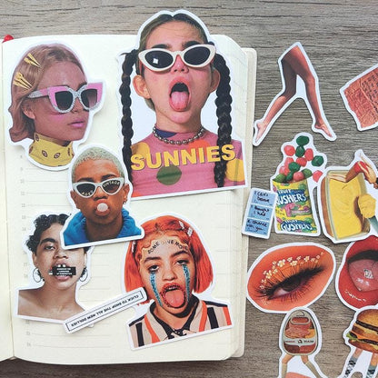 Y2K Quirky Stickers Pack Funny Faces Food Lips Sunglasses Laptop Journal Decals